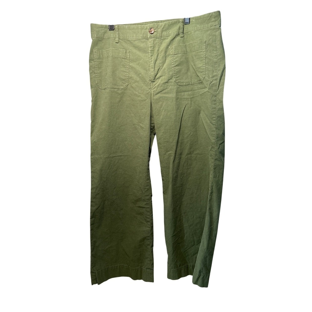 J.Crew Wide Leg Utility Pants Womens 32P Olive Green Patch Pocket